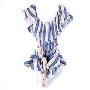 Libian Striped Belted Off Shoulder Top Size 0X